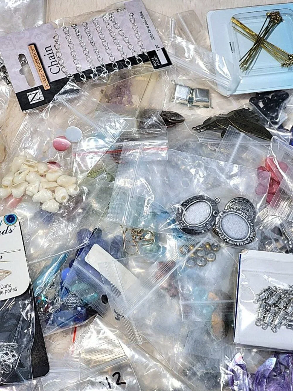 HUGE 4.5lb Destash Lot Jewelry Making Beads Findings Cabachons Various Mats #K